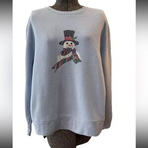 Classic elements blue cotton poly ladies sweatshirt XL snowman graphic grannycor